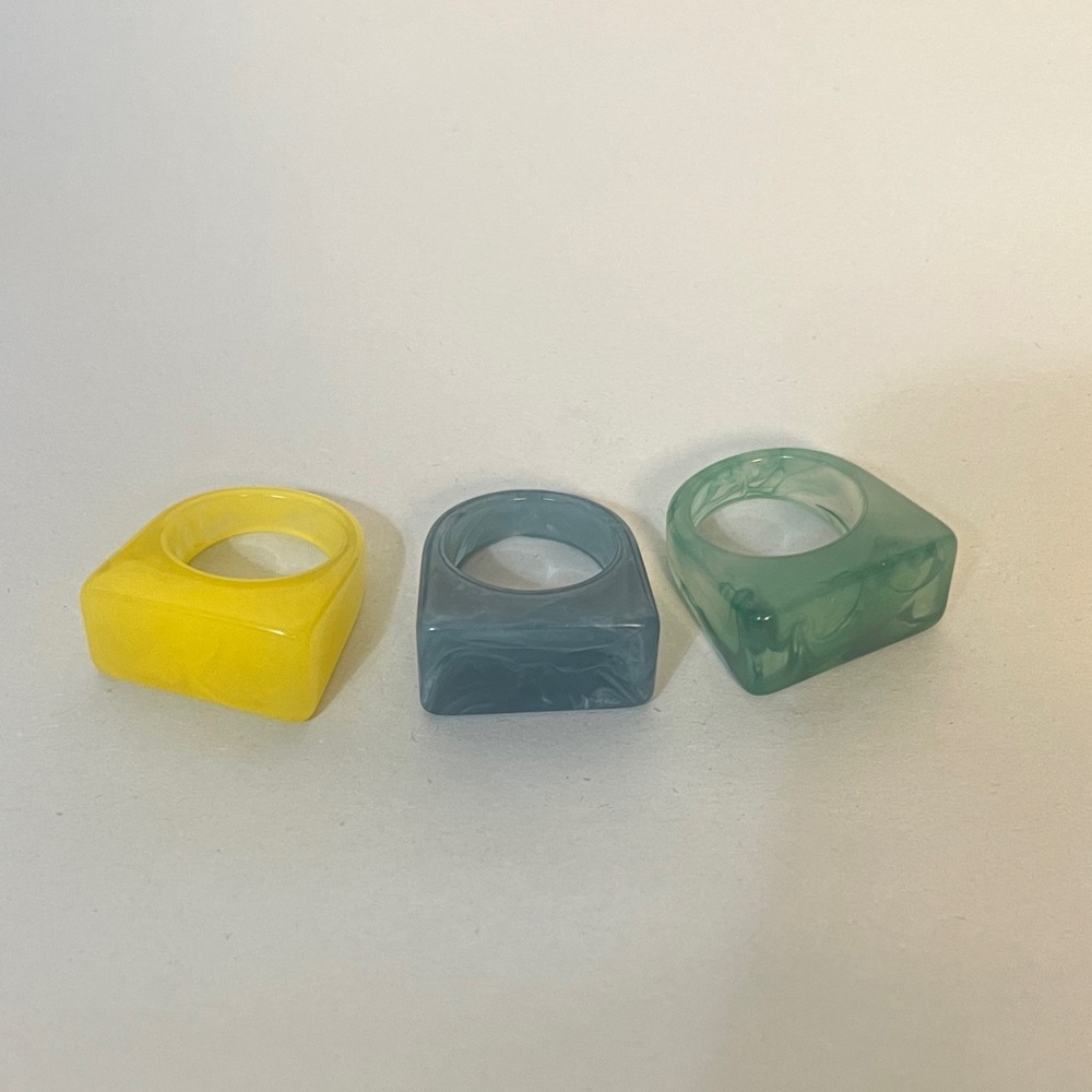 Set of Three Rectangular  Resin Rings
